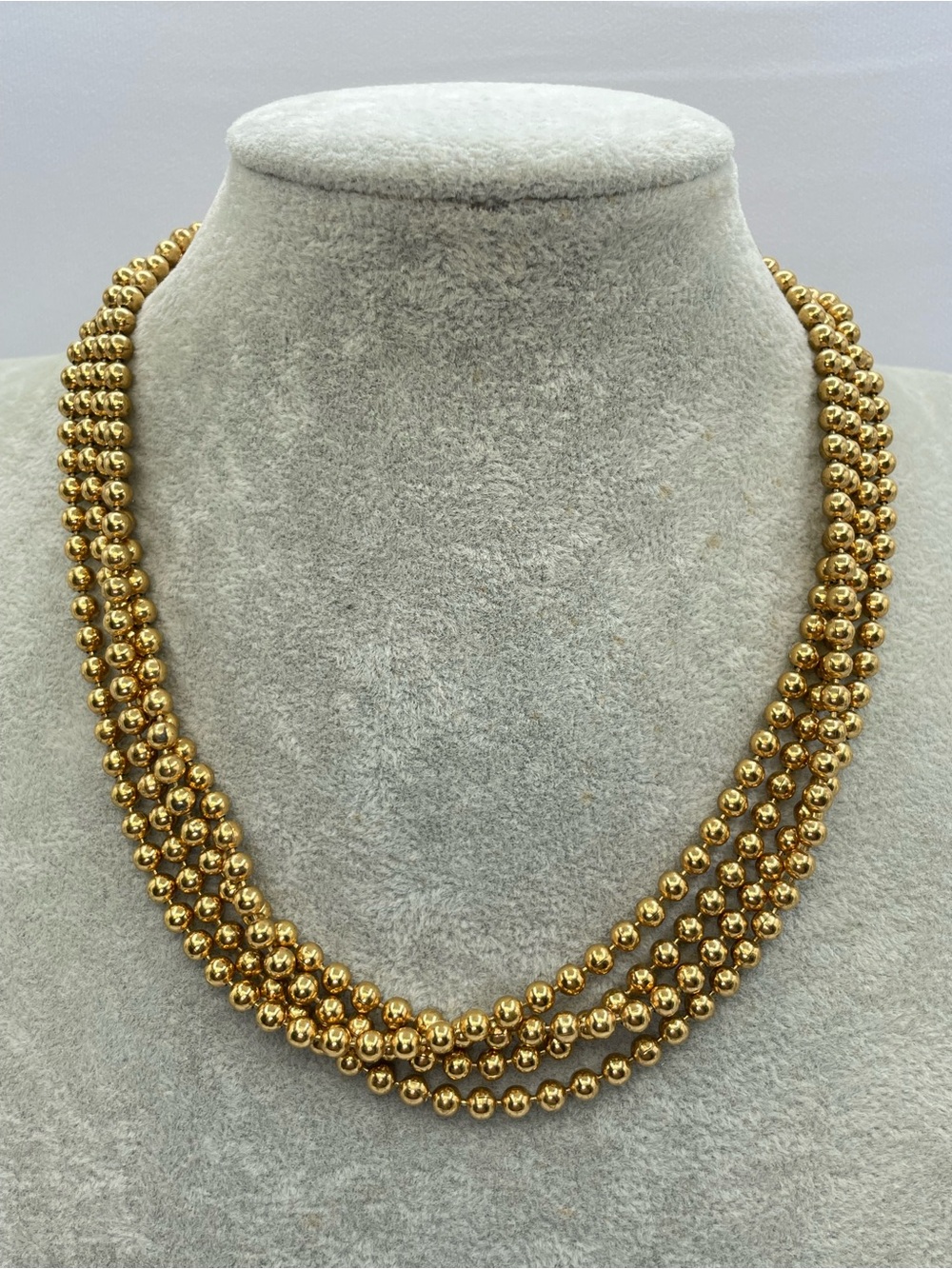 Vintage Gold Tone Beaded Long Necklace Minimalist Layering Strand